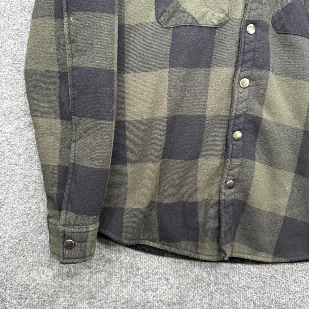 Matix Shirt Jacket Mens Medium Green Black Buffalo Plaid Sherpa Lined Outdoor